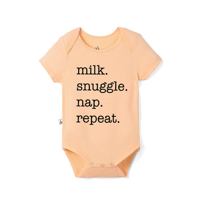 'Milk Snuggle Nap Repeat' Bamboo Baby Bodysuit