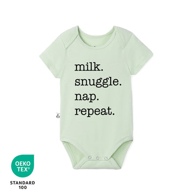 'Milk Snuggle Nap Repeat' Bamboo Baby Bodysuit
