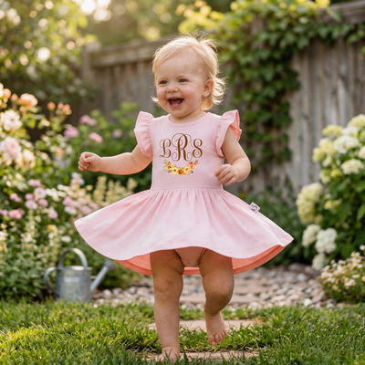 Custom Fall Monogram Bamboo Twirl Dress