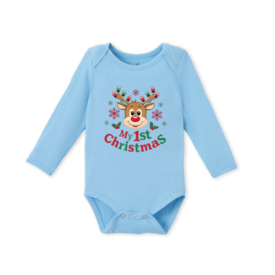 My First Christmas Reindeer Bamboo Baby Onesie