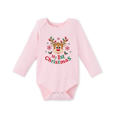 My First Christmas Reindeer Bamboo Baby Onesie