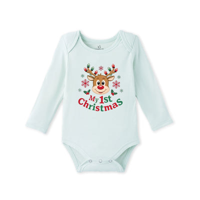 My First Christmas Reindeer Bamboo Baby Onesie