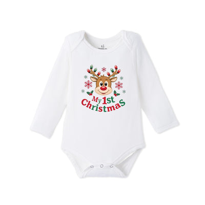 My First Christmas Reindeer Bamboo Baby Onesie
