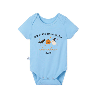 Custom My First Halloween Name Bamboo Baby Bodysuit