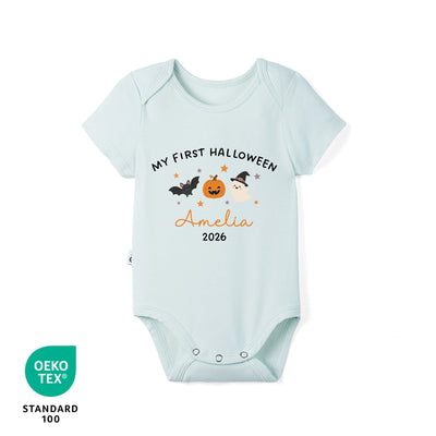 Custom My First Halloween Name Bamboo Baby Bodysuit