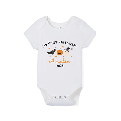 Custom My First Halloween Name Bamboo Baby Bodysuit