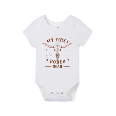 Custom My First Rodeo Bamboo Bodysuit