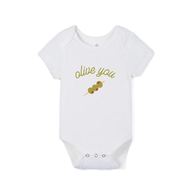 Olive You Baby Pun Bamboo Onesie