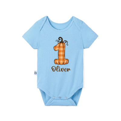 Custom Name Pumpkin First Birthday Bamboo Baby Bodysuit