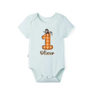 Custom Name Pumpkin First Birthday Bamboo Baby Bodysuit