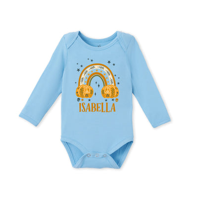 Custom Name Fall Halloween Baby Bamboo Bodysuit