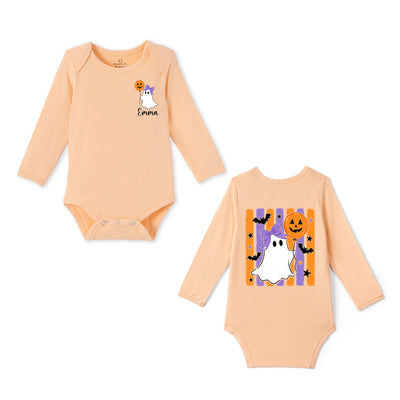 Custom Girl Ghost with Pumpkin Balloon Bamboo Baby Bodysuit