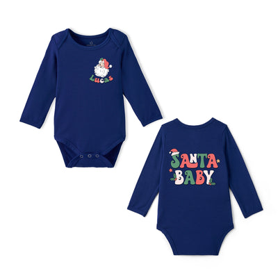 Custom Name Retro Santa Baby Bamboo Baby Bodysuit