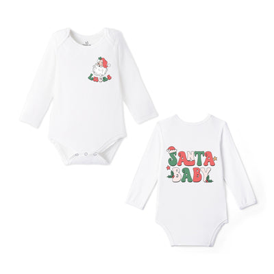 Custom Name Retro Santa Baby Bamboo Baby Bodysuit