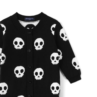 Skull Halloween Baby Knit Button Romper