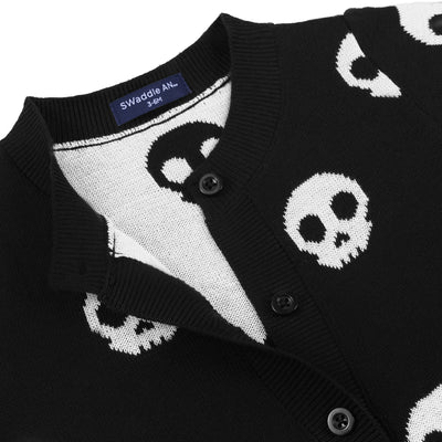 Skull Halloween Baby Knit Button Romper