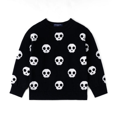 Skull Halloween Knit Long Sleeve Crewneck Sweater