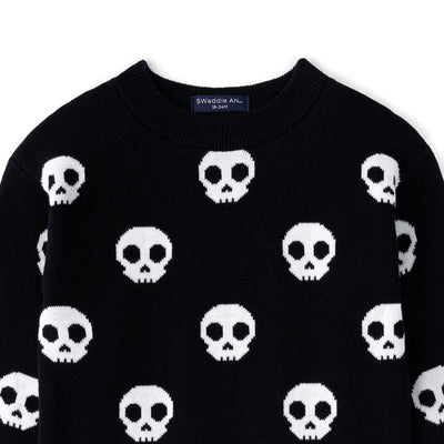 Skull Halloween Knit Long Sleeve Crewneck Sweater