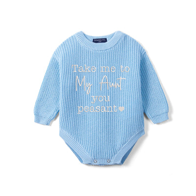 Embroidered 'Take Me To My Aunt' Knit Baby Romper