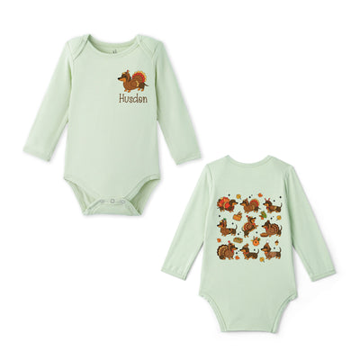 Custom Dachshund Thanksgiving Name Bamboo Baby Bodysuit