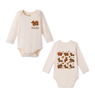 Custom Dachshund Thanksgiving Name Bamboo Baby Bodysuit