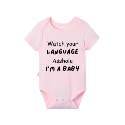 'Watch Your Language' Funny Bamboo Baby Bodysuit