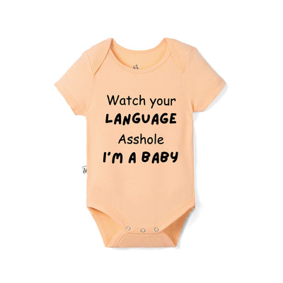 'Watch Your Language' Funny Bamboo Baby Bodysuit