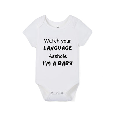'Watch Your Language' Funny Bamboo Baby Bodysuit