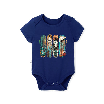 Western Cowprint & Boots Western Baby Bamboo Onesie